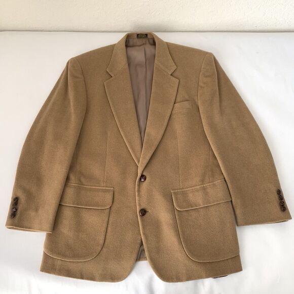 Stafford Wool Camel Hair Sport Coat Blazer Jacket Men 41R Tan Academia Regency - Picture 1 of 13